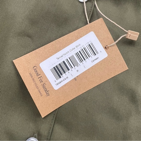 Good for Sunday women’s khaki canteen Tencel Notch Collar Shirt M L NWT L43-12 - Picture 6 of 7
